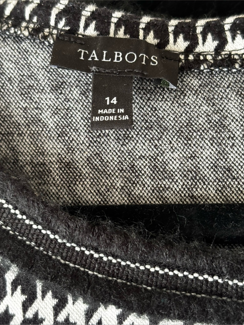 Talbots A-Line Ponte Dress Bold Houndstooth Size 14 - Picture 3 of 4